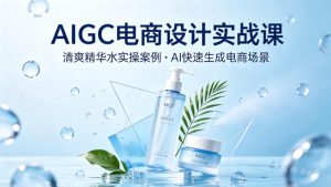 AIGC电商设计实战课，以清爽精华水为实操案例，教你用AI快速生成电商场景-八爪鱼资源库