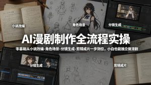 AI漫剧制作全流程实操，零基础从小说改编-角色场景-分镜生成-剪辑成片一步到位，小白也能独立做漫剧-八爪鱼资源库