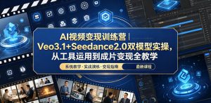 AI视频变现训练营|Veo3.1+Seedance2.0双模型实操,从工具运用到成片变现全教学-八爪鱼资源库