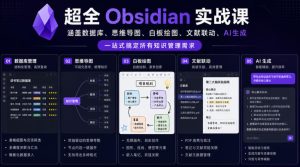 超全Obsidian实战课，涵盖数据库、思维导图、白板绘图、文献联动、AI生成，一站式搞定所有知识管理需求-八爪鱼资源库