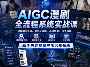 AIGC漫剧全流程系统实战课,爆款剧本挖掘、番茄文改编、高清修复、镜头衔接,新手也能批量产出合规短剧-八爪鱼资源库
