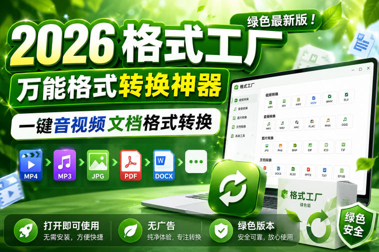 2026格式工厂绿色最新版!万能格式转换神器,一键音视频文档格式转换,打开即可使用,无广告绿色版本-八爪鱼资源库