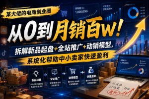 某大佬的电商创业圈从0到月销百W!拆解新品起盘+全站推广+动销模型,系统化帮助中小卖家快速盈利-八爪鱼资源库