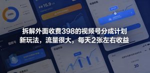 拆解外面收费398的视频号分成计划新玩法，流量很大，每天2张左右收益-八爪鱼资源库