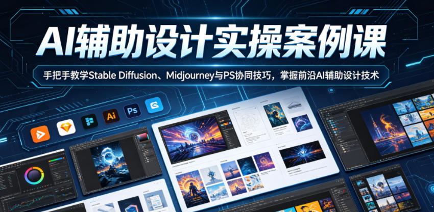 AI辅助设计实操案例课,手把手教学Stable Diffusion、Midjourney与PS协同技巧,掌握前沿AI辅助设计技术-八爪鱼资源库