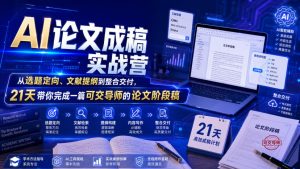 AI论文成稿实战营,从选题定向、文献提纲到整合交付,21天带你完成一篇可交导师的论文阶段稿-八爪鱼资源库