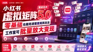 小红书虚拟矩阵5.0重磅技术，零基础也能吃透整套矩阵玩法，工作室可批量放大变现-八爪鱼资源库