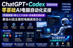 ChatGPT+Codex实战应用课｜零基础AI电脑自动化实操，环境搭建+核心三大实战+全场景应用拓展，教会AI自主操控电脑高效办公-八爪鱼资源库