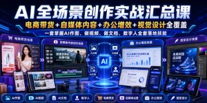 AI全场景创作实战汇总课｜电商带货+自媒体内容+办公增效+视觉设计全覆盖，一套掌握AI作图、做视频、做文档、数字人全套落地技能-八爪鱼资源库
