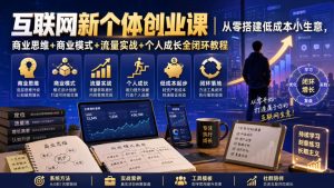 互联网新个体创业课|从零搭建低成本小生意,商业思维+商业模式+流量实战+个人成长全闭环教程-八爪鱼资源库