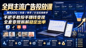 全网主流广告投放课，腾讯ADQ / 抖音 / 快手 / B 站实操教学，手把手教投手赚钱变现，全套变现拆解稳定出单-八爪鱼资源库