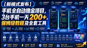 【新模式发布】手机全自动撸金项目,3台手机一天200+,保姆级教程及全套工具【揭秘】-八爪鱼资源库