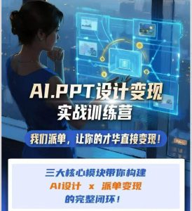 AI+PPT设计变现实战训练营,我们派单,让你的才华直接变现,三大核心模块带你构建Al设计x派单变现的完整闭环-八爪鱼资源库