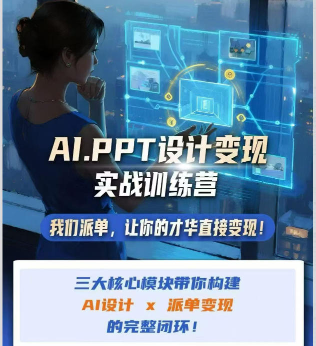 AI+PPT设计变现实战训练营,我们派单,让你的才华直接变现,三大核心模块带你构建Al设计x派单变现的完整闭环-八爪鱼资源库