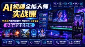 AI视频全能大师实战课|全赛道AI短视频制作、特效创作、场景变现零基础全套教程-八爪鱼资源库