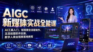 AIGC新媒体实战全能课|AI工具入门、短视频全流程制作、主流绘图软件实操、数字人商业视频落地教程-八爪鱼资源库
