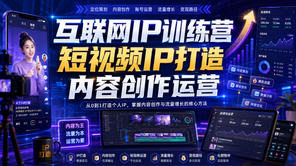 互联网IP训练营，短视频IP打造，内容创作运营-八爪鱼资源库
