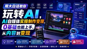 用大白话教你玩转AI，AI自媒体实操制作变现，0基础也能上手，从内容到变现-八爪鱼资源库