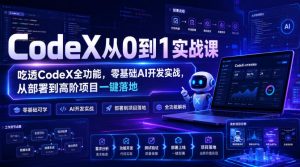 CodeX从0到1实战课,吃透CodeX全功能,零基础AI开发实战,从部署到高阶项目一键落地-八爪鱼资源库