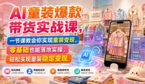 AI童装爆款带货实战课，一节课教会你实现童装变现，零基础也能落地实操-八爪鱼资源库