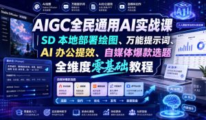 AIGC全民通用AI实战课|SD本地部署绘图、万能提示词、AI办公提效、自媒体爆款选题全维度零基础教程-八爪鱼资源库