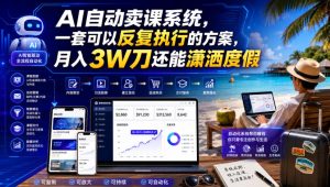 AI自动卖课系统，一套可以反复执行的方案，月入3W刀还能潇洒度假【原创双语字幕】-八爪鱼资源库