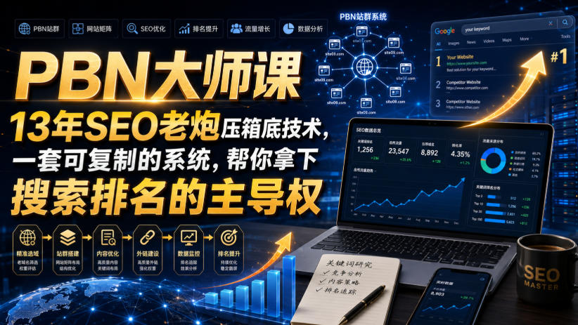PBN大师课13年SEO老炮压箱底技术，一套可复制的系统，帮你拿下搜索排名的主导权【原创双语字幕】-八爪鱼资源库