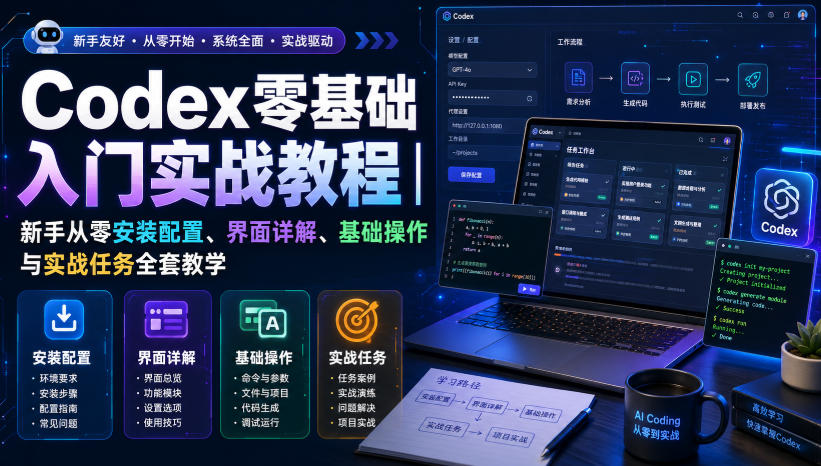Codex零基础入门实战教程｜新手从零安装配置、界面详解、基础操作与实战任务全套教学-八爪鱼资源库