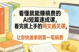 看懂就能賺稿费的AI短篇速成课，看完就上手的网文通关课，让你快速拿到第一笔稿费（更新8月）-八爪鱼资源库