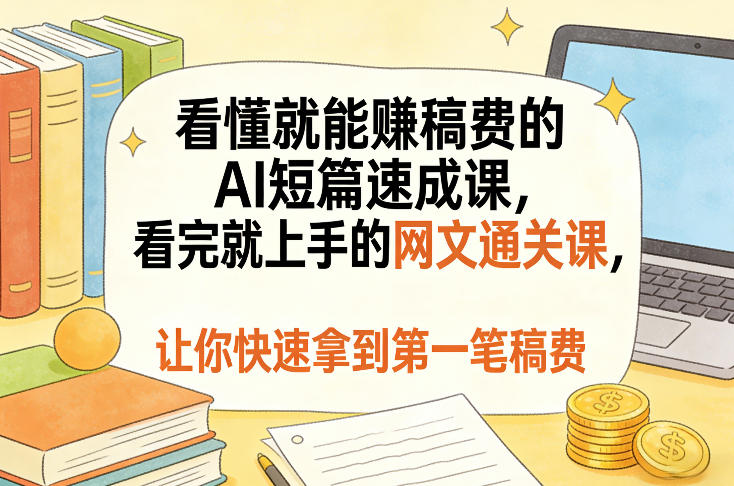 看懂就能賺稿费的AI短篇速成课,看完就上手的网文通关课,让你快速拿到第一笔稿费(更新8月)-八爪鱼资源库