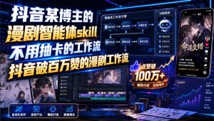 抖音某博主的漫剧智能体skill，不用抽卡的工作流，抖音破百万赞的漫剧工作流-八爪鱼资源库