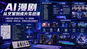 AI漫剧从文案到成片实战课｜爆款文案13种钩子写法、AI一键改稿、人物场景一致性生成、多模型出图出视频技巧-八爪鱼资源库