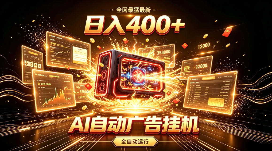 全网最猛最新的AI自动广告挂G,狠收益日入400+,真正做到躺賺式变现【揭秘】-八爪鱼资源库
