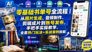 零基础书单号全流程｜从图片生成、音频制作、剪辑成片到账号发布，手把手实操教学，全套热门玩法+实战案例拆解-八爪鱼资源库