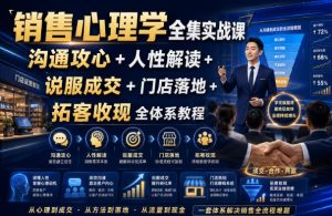 销售心理学全集实战课｜沟通攻心+人性解读+说服成交+门店落地+拓客收现全体系教程-八爪鱼资源库