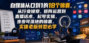 自媒体从0到1的18个锦囊，从行业侦察、矩阵运营到直播话术、起号实操，步步可落地的锦囊，实体老板转型必学-八爪鱼资源库