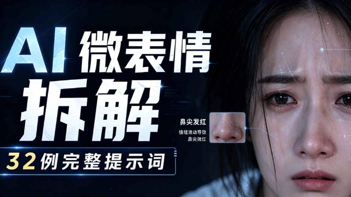 AI微表情拆解提示词合集,精准调控AI角色表情,可直接复用,0基础也能调出影视级表情变化-八爪鱼资源库