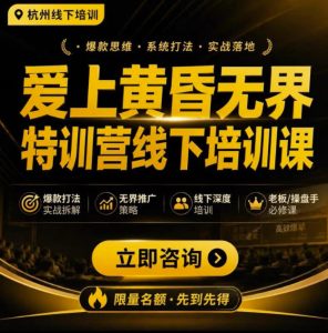 爱上黄昏无界特训营AI推广实战7月27-30杭州线下课,AI落地淘宝最完整的课程,学天猫淘宝的老板必看-八爪鱼资源库