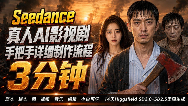 3分钟真人AI影视剧怎么做？SD 2.0手把手完整制作流程｜Higgsfield 14天SD 2.0/2.5无限生成-八爪鱼资源库