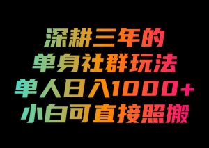 深耕三年的单身社群玩法,单人日入1000+,小白可直接照搬!【揭秘】-八爪鱼资源库