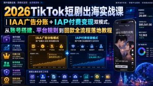 2026TikTok短剧出海实战课|IAA广告分账+IAP付费变现双模式,从账号搭建、平台规则到回款全流程落地教程-八爪鱼资源库