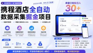 携程酒店采集挂G项目,批量可矩阵,单机轻松日入300+,开启你的睡后收入模式!【揭秘】-八爪鱼资源库